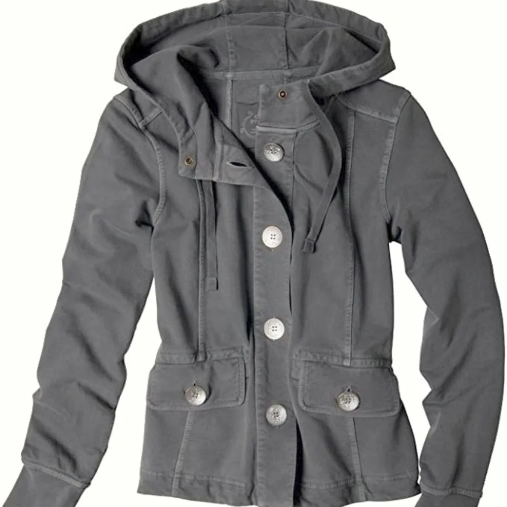 Prana Gray Janelle Button Front Hoodie Jacket Organic Cotton Sweatshirt - Picture 3 of 8